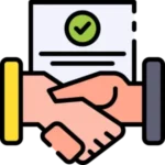 Ikonica rukovanja koja simbolizira dogovor i izradu ponude prema željama klijenta