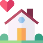 Ikonica kuće s srcem koja simbolizira pozitivnu atmosferu uz dobro odabrane boje