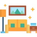 Ikonica namještaja i boje koja simbolizira vizualno osvježavanje prostora novim slojem boje